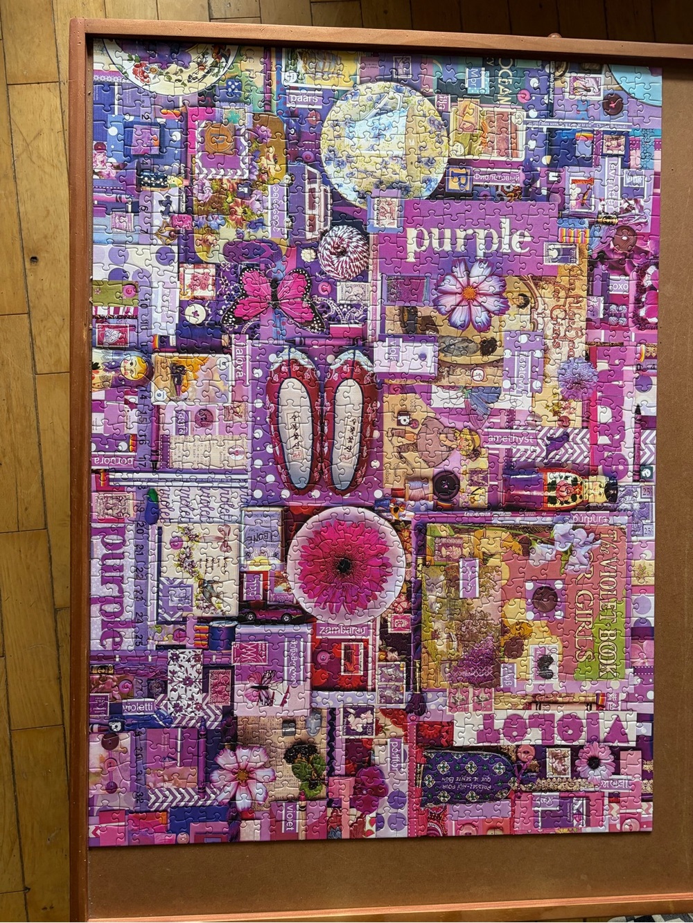 Cobble Hill 1000 Piece Puzzle Purple Collage By Shelley Davies with Poster. - Picture 3 of 7